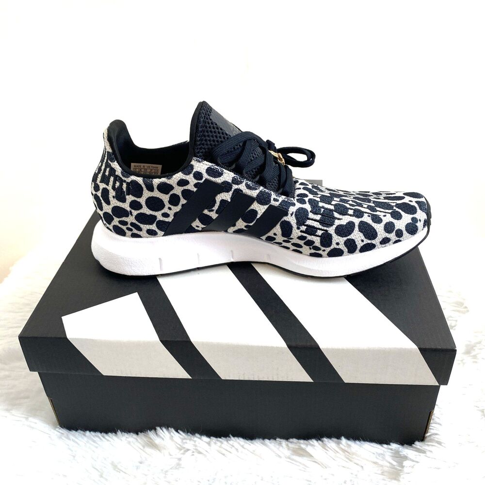 Adidas Swift Run 1.0 Leopard Print Women's Running Shoes Size 9 Black White